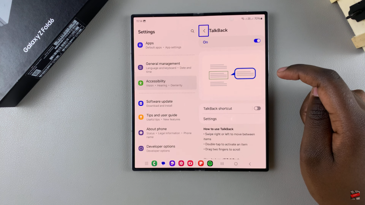  Disable TalkBack On Samsung Galaxy Z Fold 6