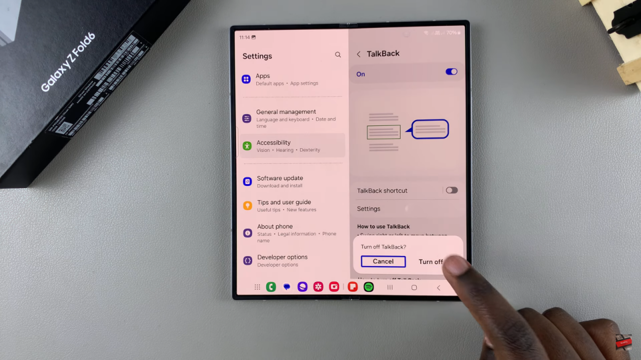  Disable TalkBack On Samsung Galaxy Z Fold 6