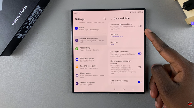 Turn Automatic Date & Time Off On Samsung Galaxy Z Fold 6