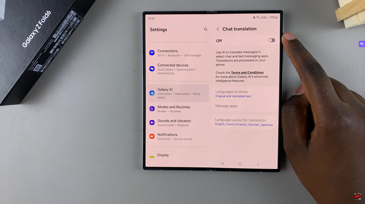 Turn Chat Translate On or Off On Samsung Galaxy Z Fold 6