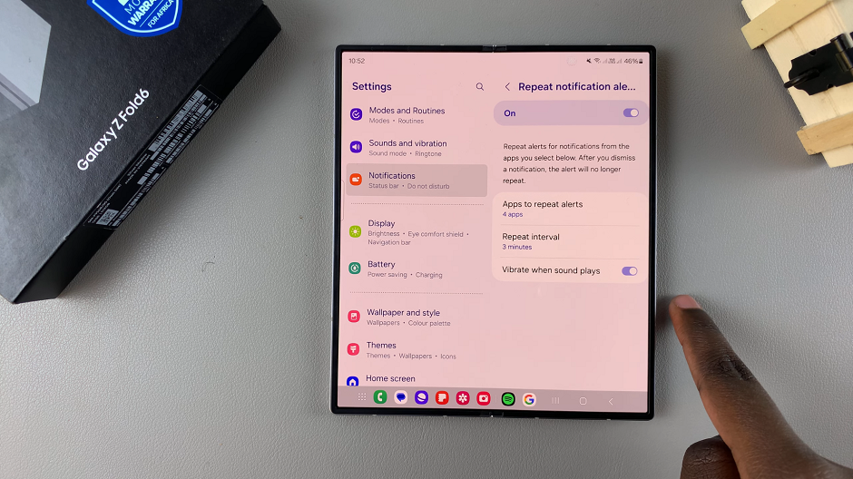 Set Notification Reminders Interval On Galaxy Z Fold 6