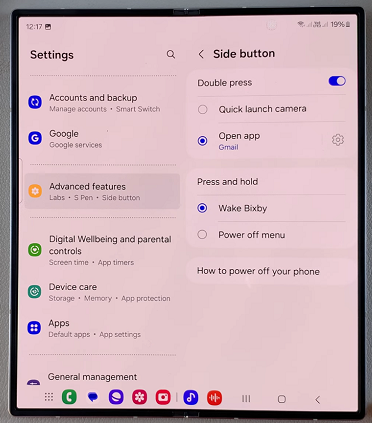 Set Side Key To Open Bixby On Galaxy Z Fold 6