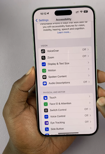 Touch Settings On iPhone