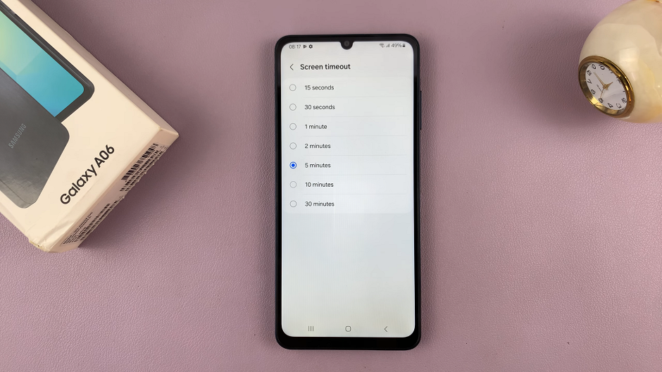 Change Screen Timeout Period On Samsung Galaxy A06