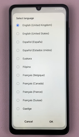 Select Galaxy A06 Language