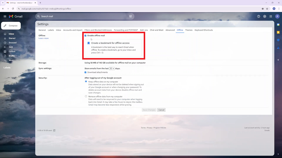 How To Enable Offline Mail For Gmail