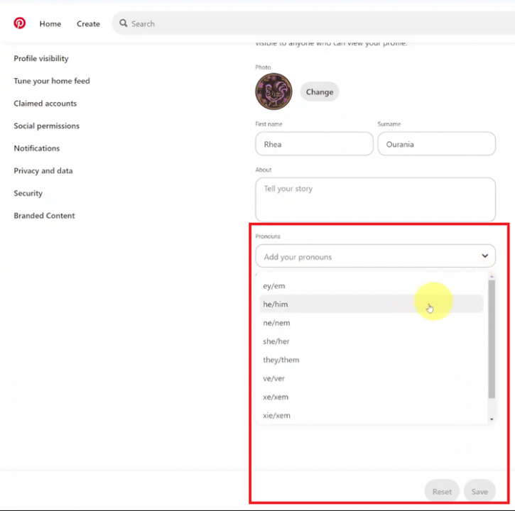 How To Add Pronouns To Your Pinterest Account