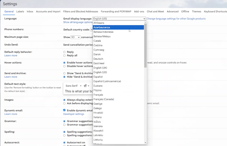 How To Change Language On Gmail