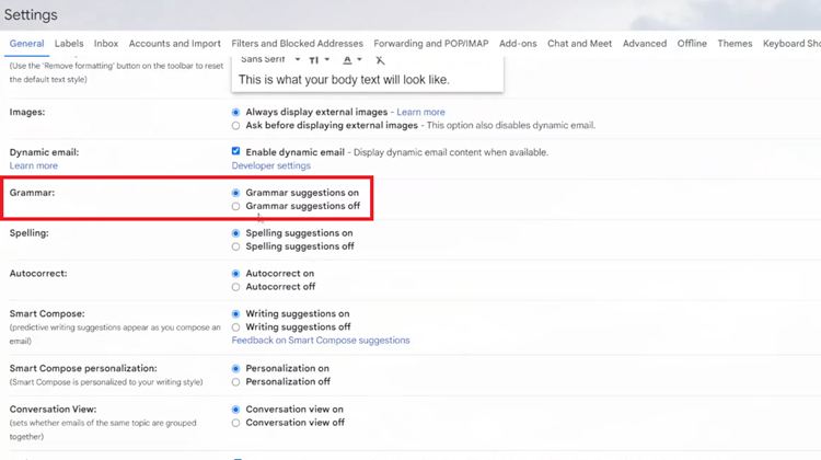 How To Enable/Disable Grammar Suggestions On Gmail