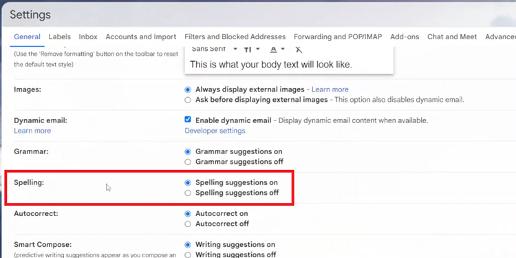 How To Enable & Disable Spelling Suggestions On Gmail