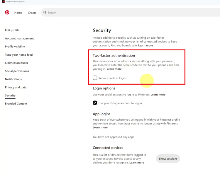 How To Enable Two Step Authentication On Pinterest