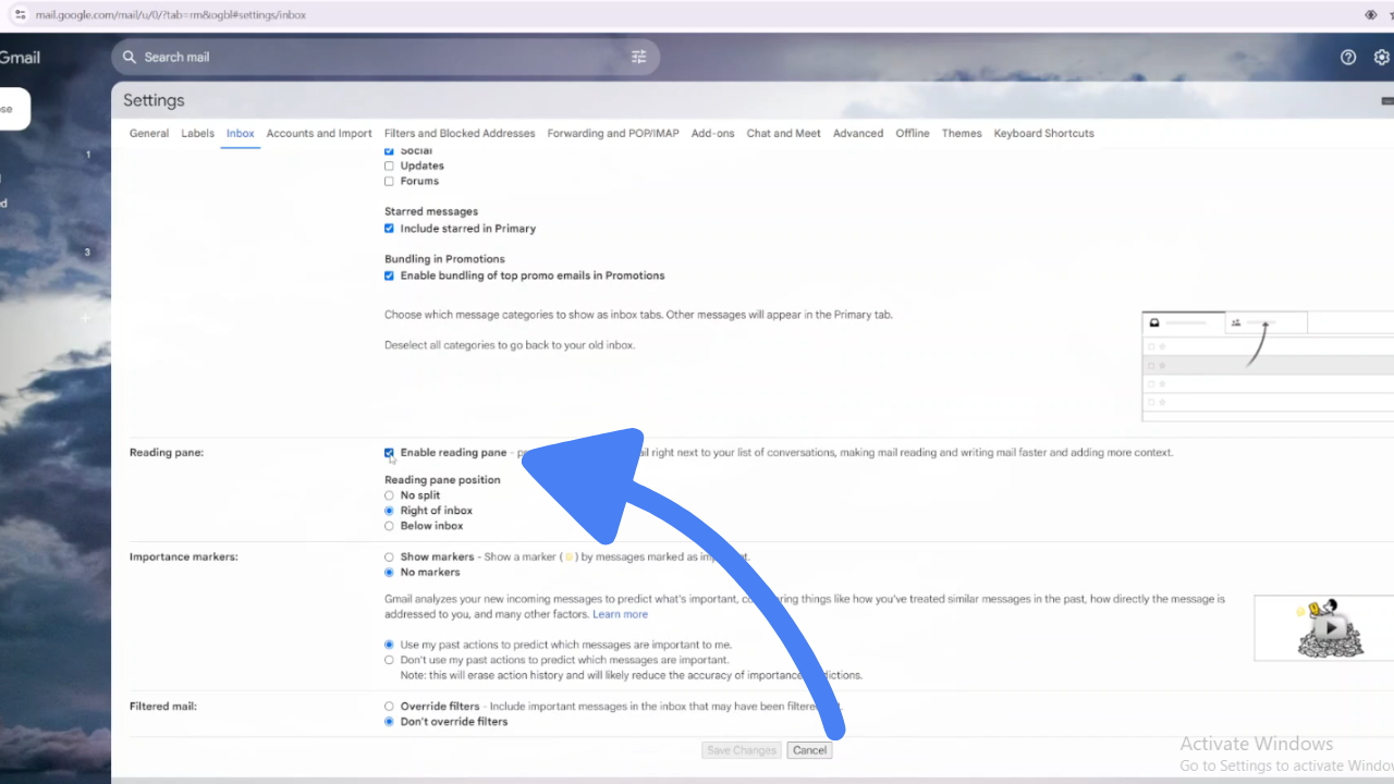 Disable Reading Pane On Gmail