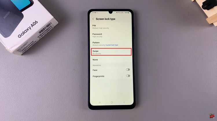 How To Set Screen Lock Type To SWIPE On Samsung Galaxy A06