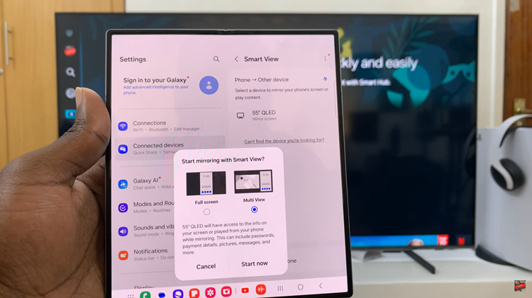 How To Wirelessly Screen Mirror Samsung Galaxy Z Fold 6 To Smart TV