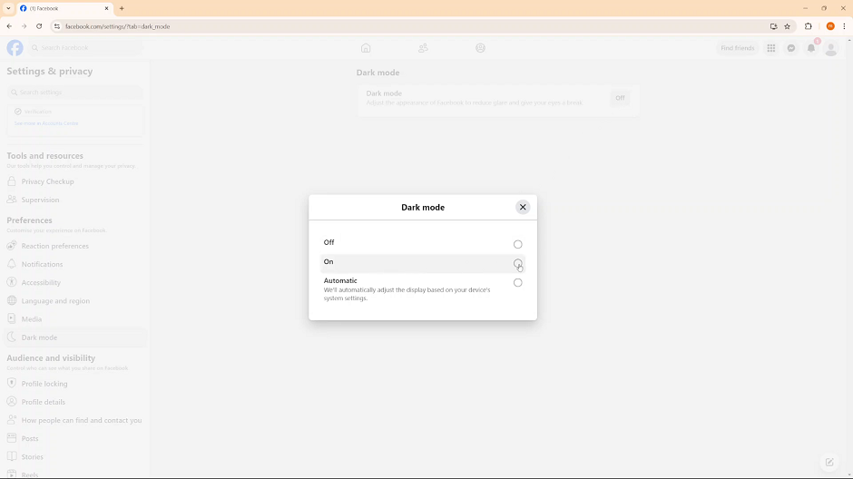 Dark Mode On Facebook