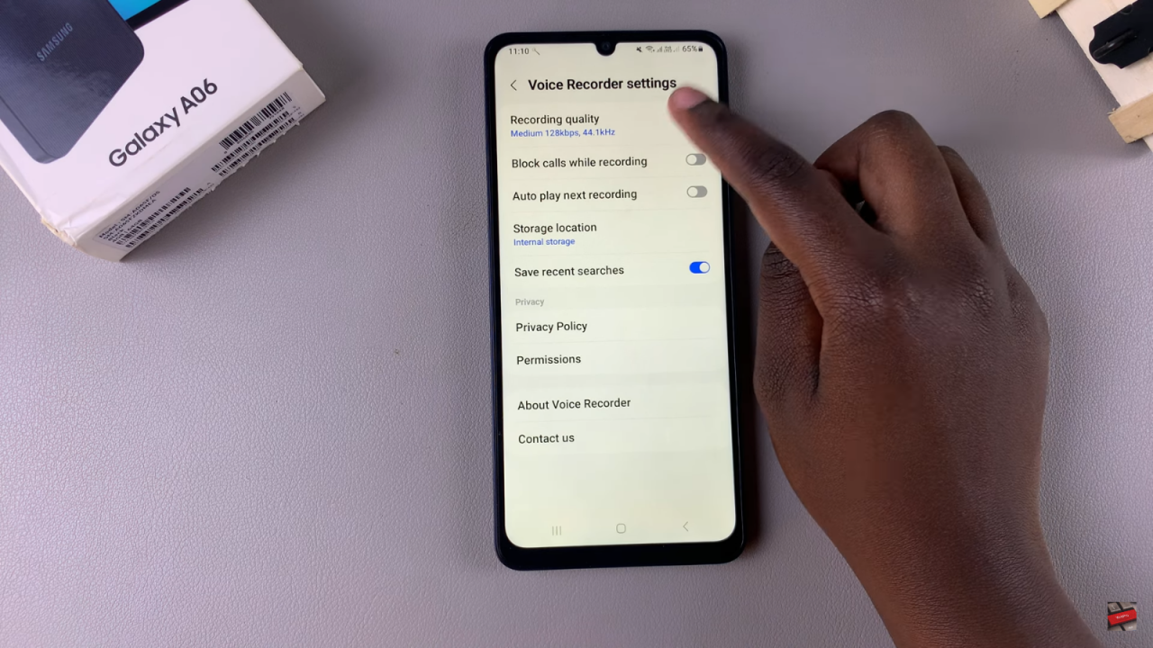 Change Recording Quality On Samsung Galaxy A06 Voice Recorder