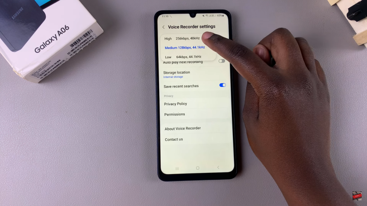 Change Recording Quality On Samsung Galaxy A06 Voice Recorder