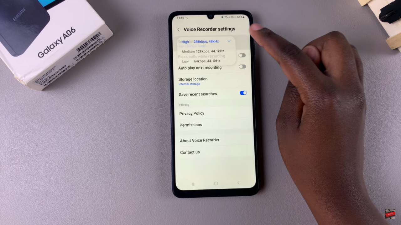 Change Recording Quality On Samsung Galaxy A06 Voice Recorder