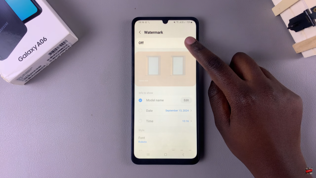 Enable Watermarks On Samsung Galaxy A06