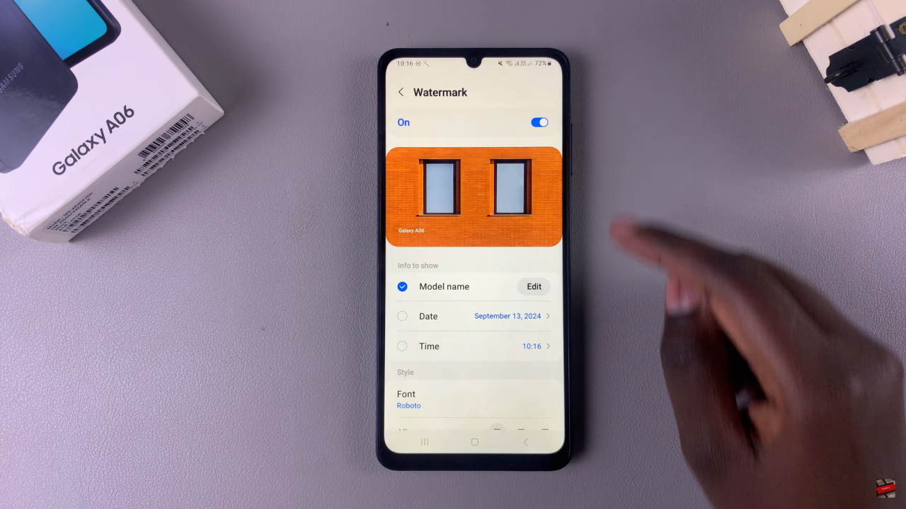 Enable Watermarks On Samsung Galaxy A06