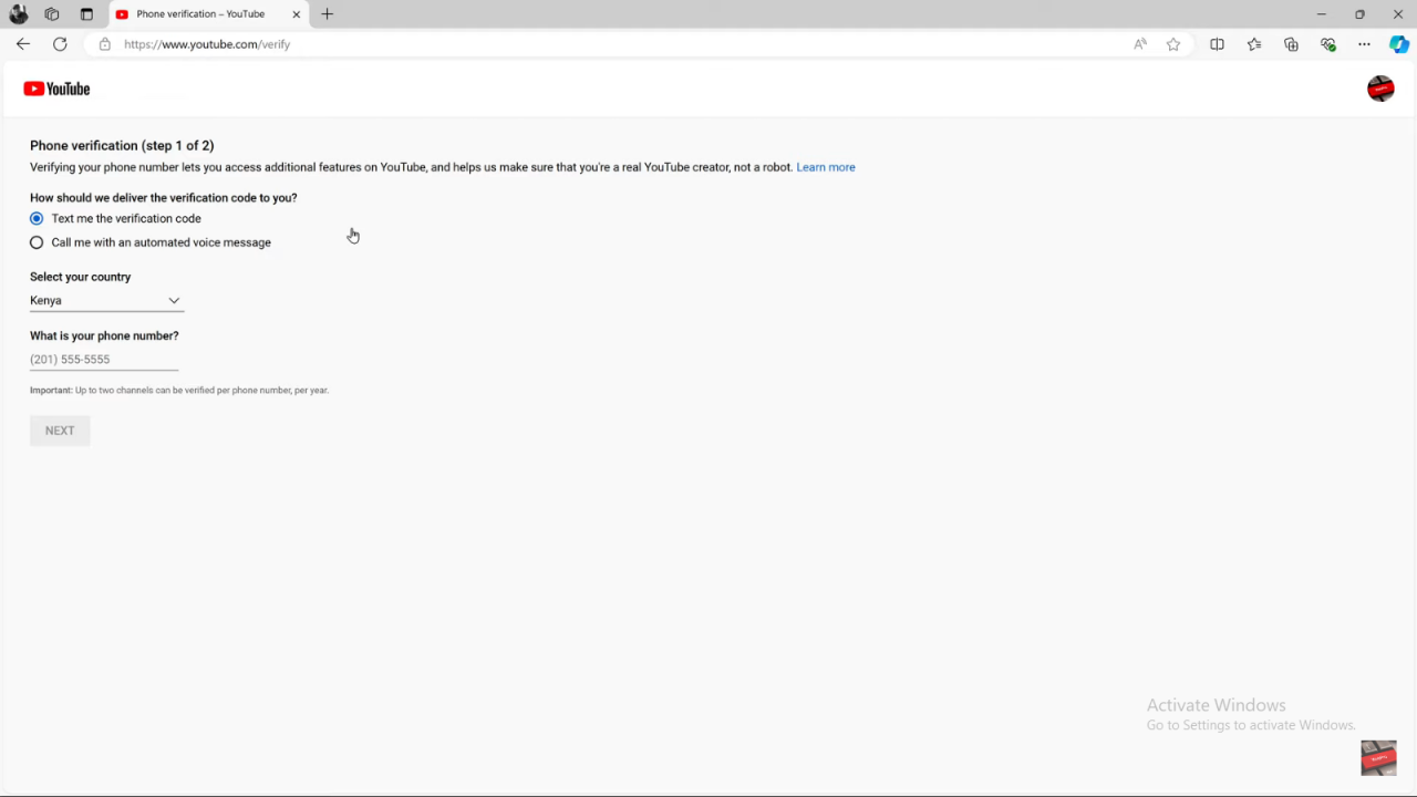 Verify YouTube Channel With Phone Number