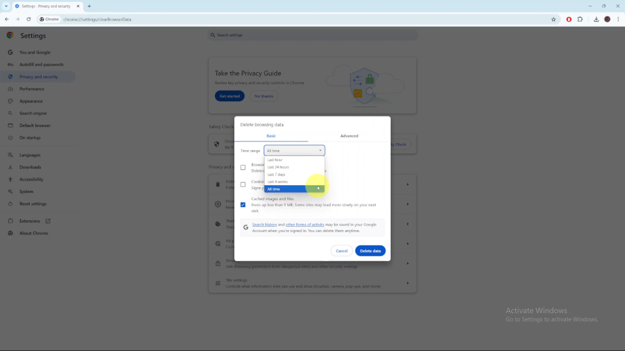 Clear Cache In Google Chrome