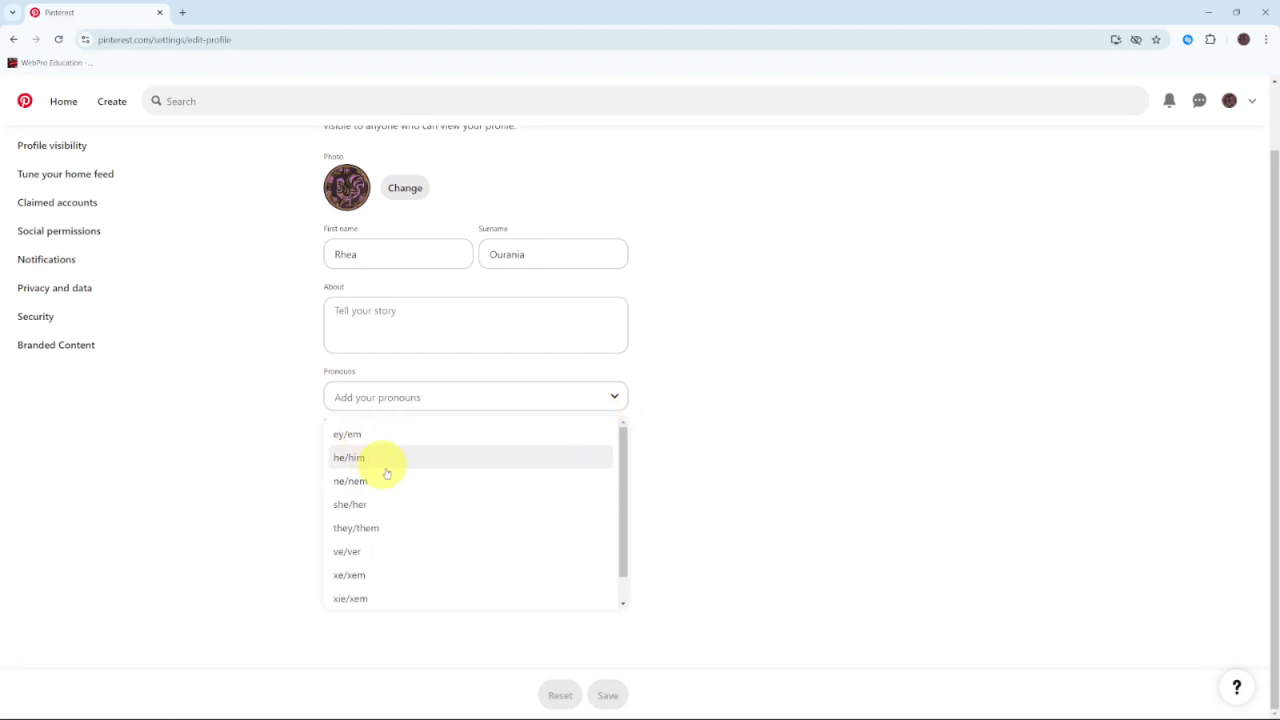 Add Pronouns To Your Pinterest Account