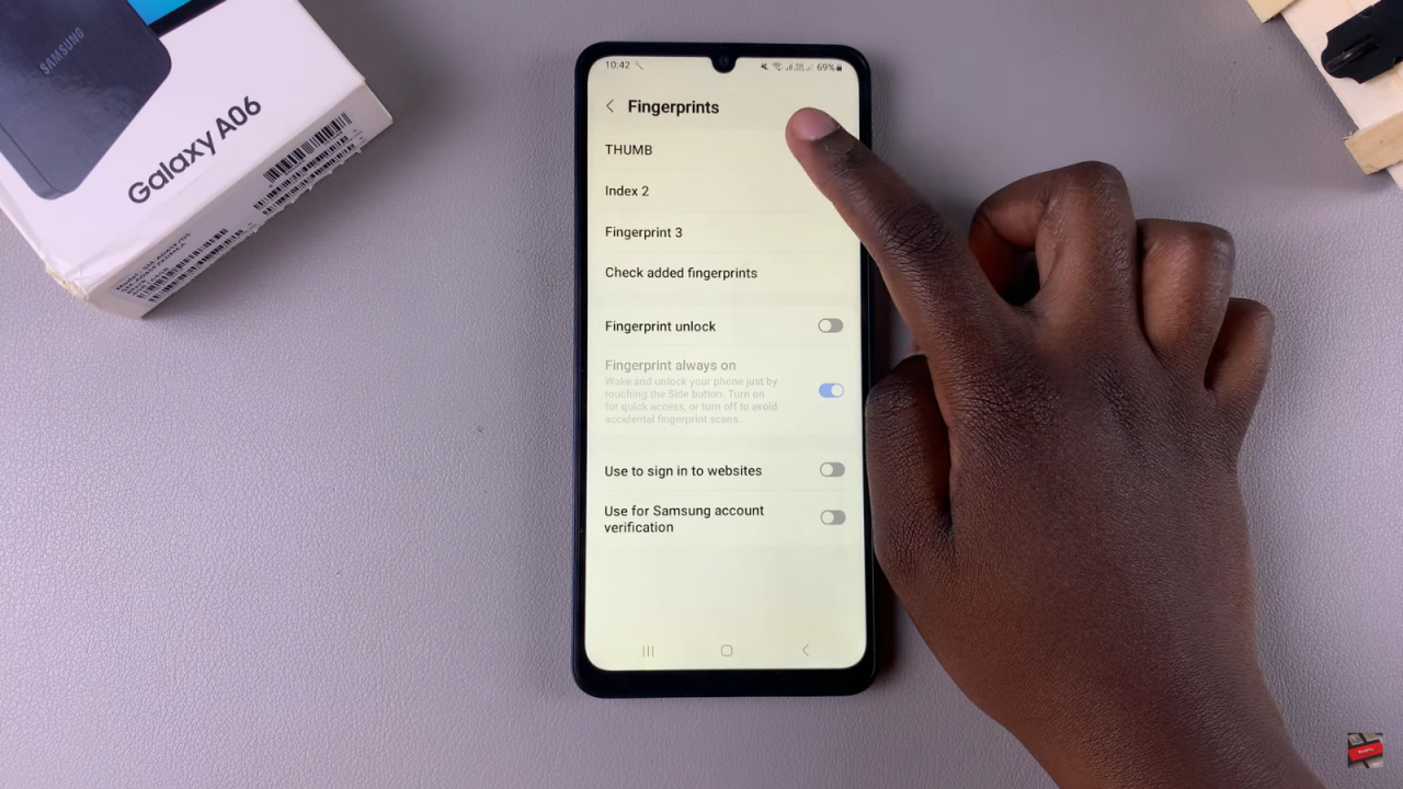 Delete Saved Fingerprint On Samsung Galaxy A06