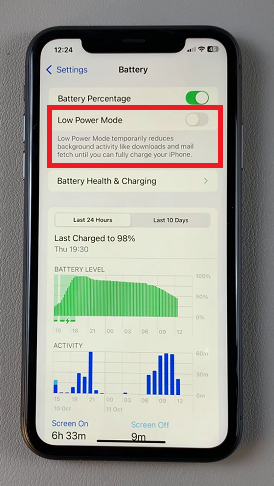 Low Power Mode OFF On iPhone 11